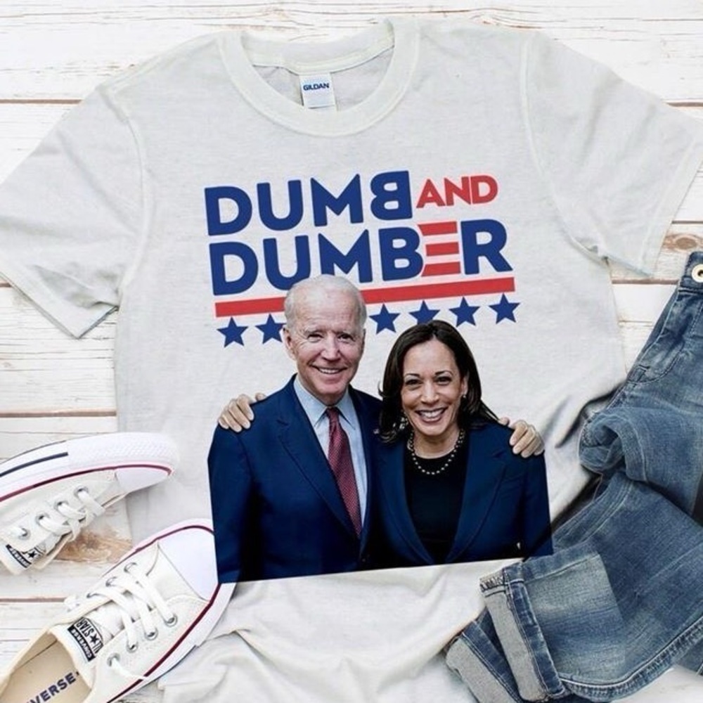 NWOT Dumb & Dumber Biden Harris Republican Political Novelty Graphic Tee Shirt - Picture 5 of 8